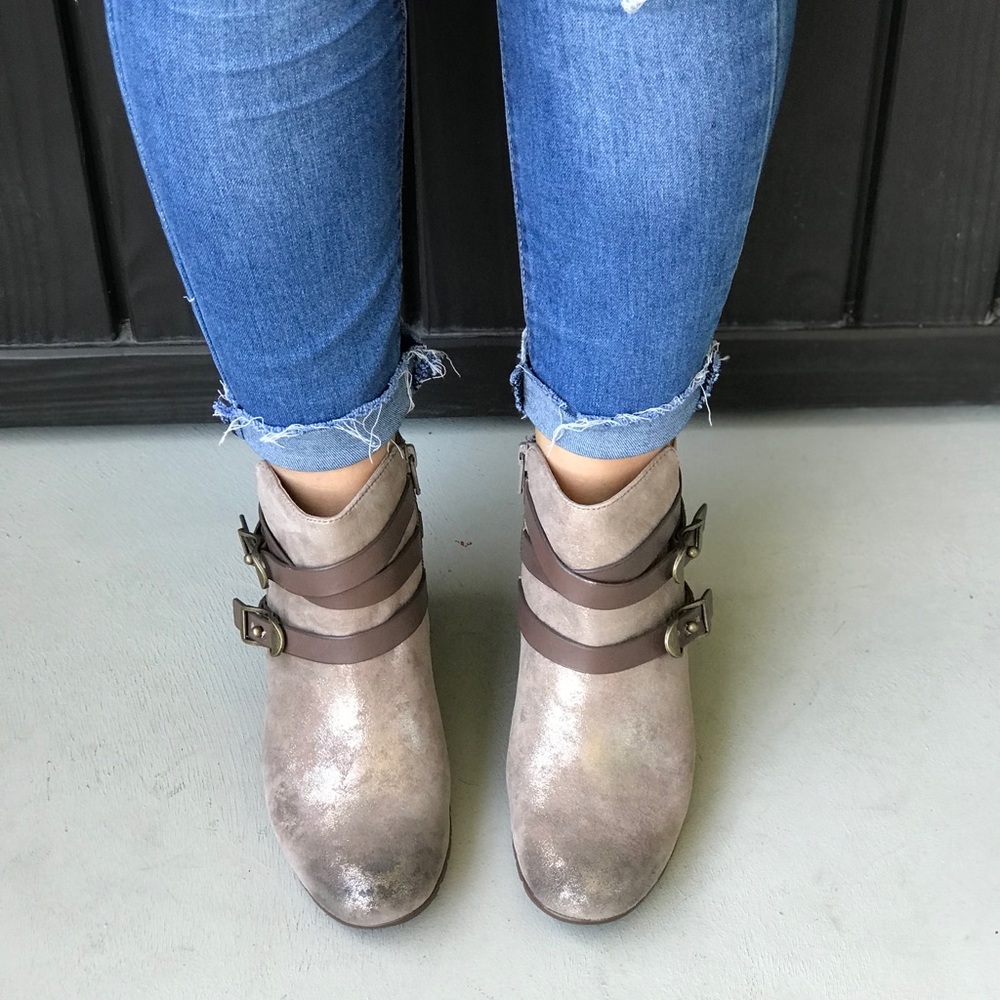 Cooper Leather Buckle Wrap Wedge Ankle Booties - Picture 6 of 8